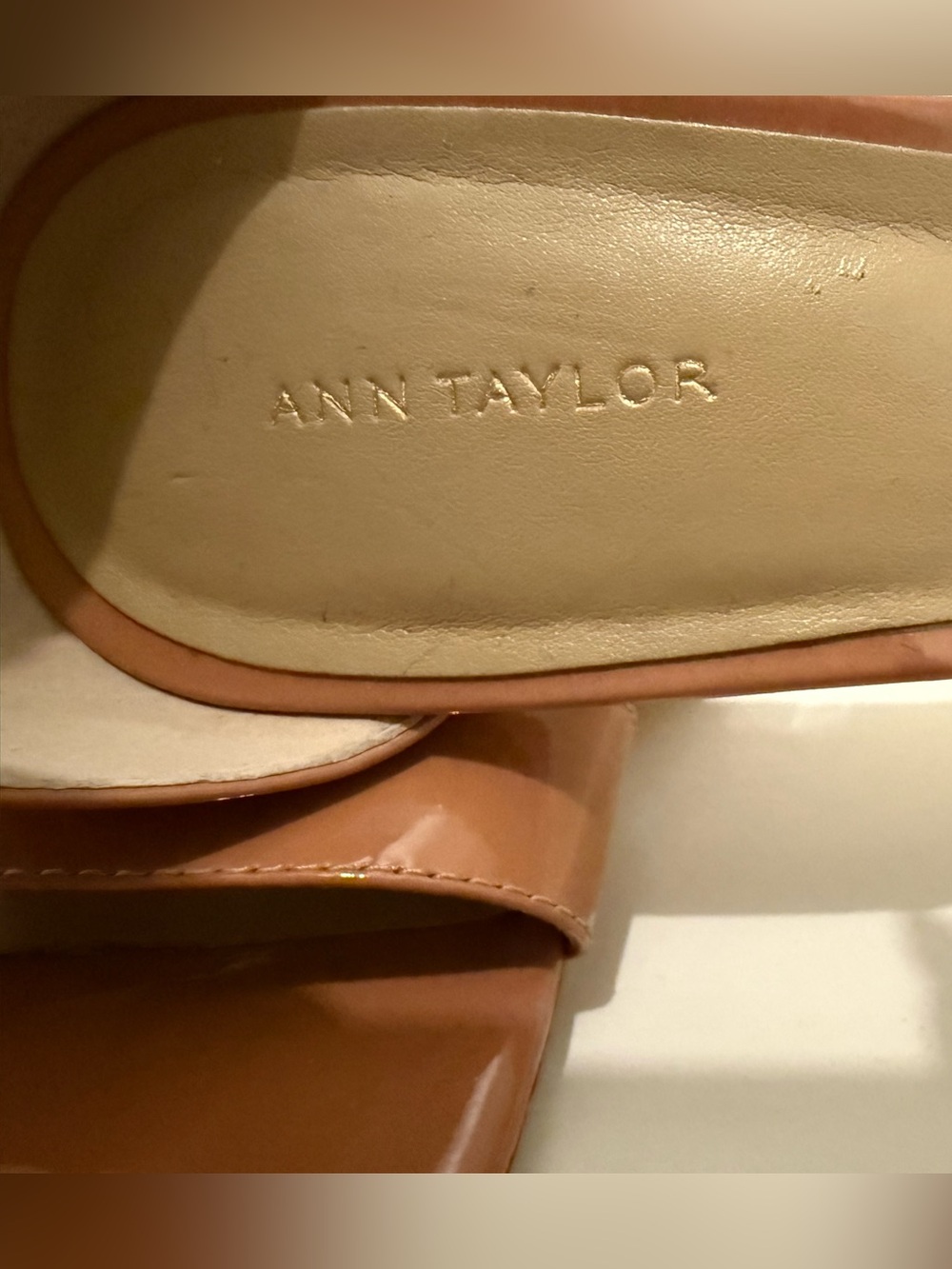 Ann Taylor Patent Leather Block Heel Sandals in Dusty Rose - Picture 5 of 11